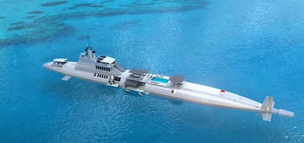 superyacht with submarine
