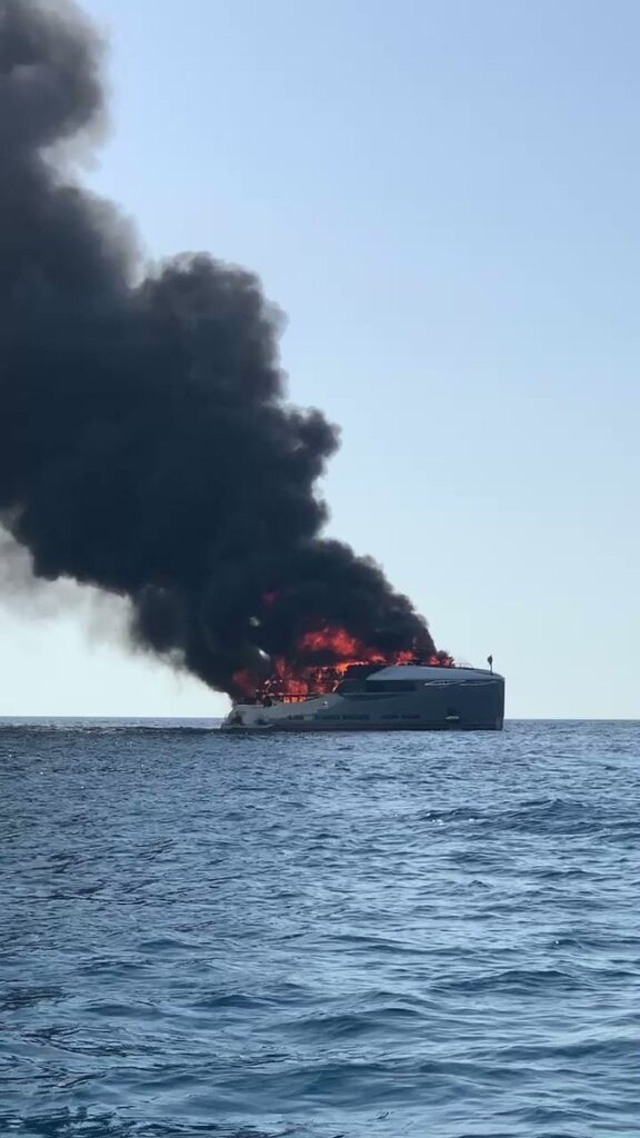 ibiza yacht on fire