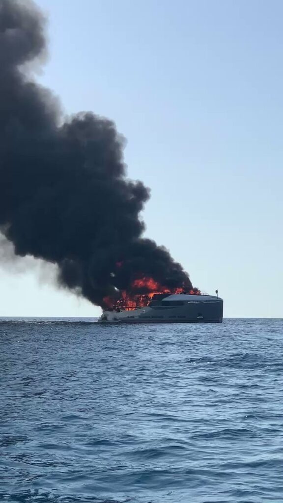 yacht on fire formentera