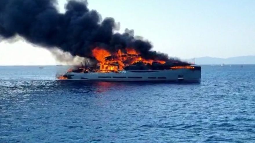 yacht on fire formentera