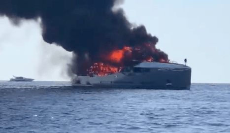 yacht on fire formentera