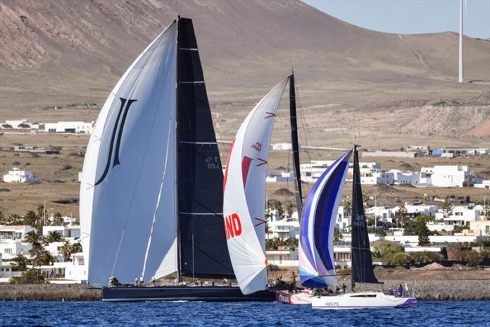 A spectacular start for the diverse fleet in the 2023 RORC Transatlantic Race which set off from Arrecife, Lanzarote in the 9th edition of the 3,000 mile race to Grenada © James Tomlinson/RORC